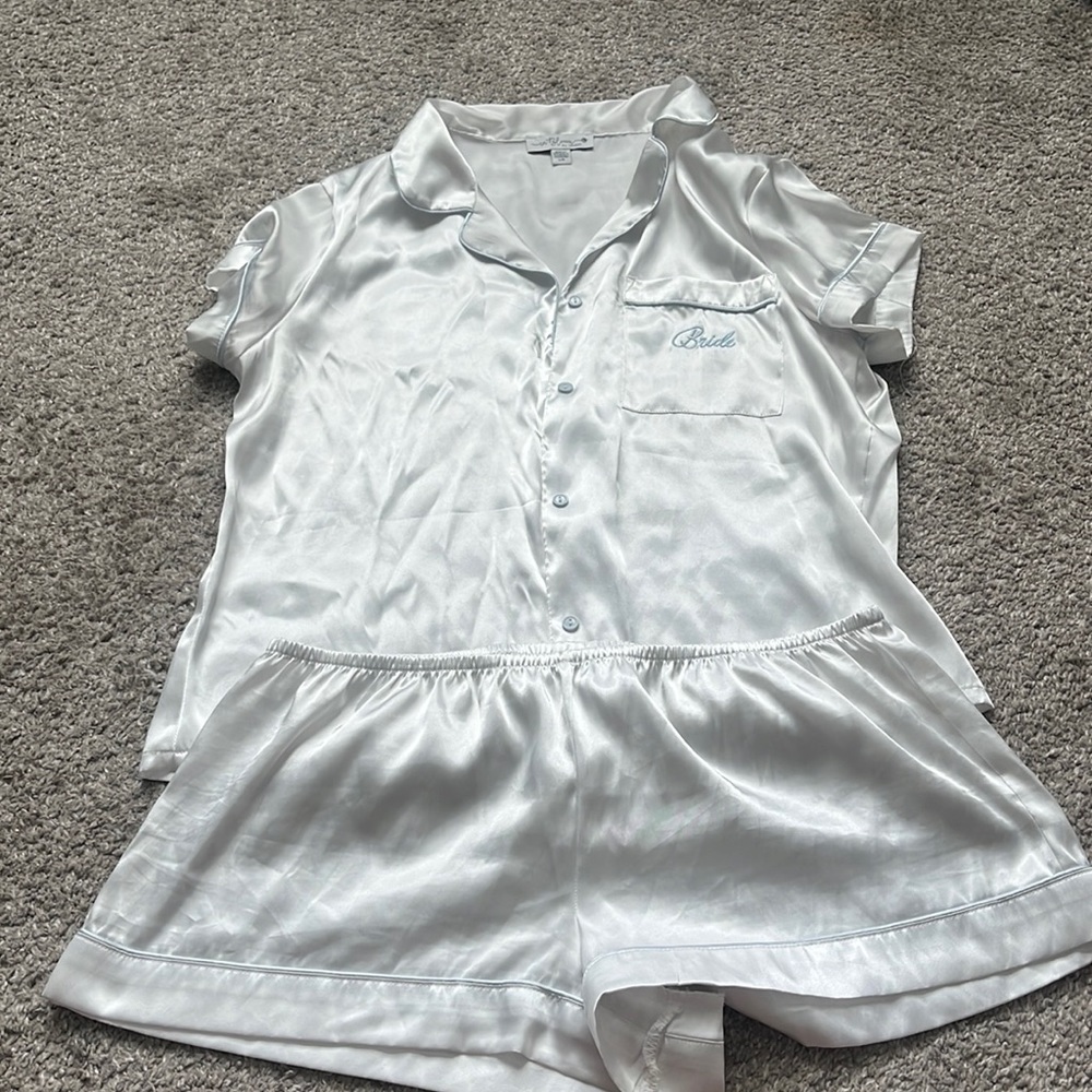In Bloom Women's White Satin Short Pajama Set